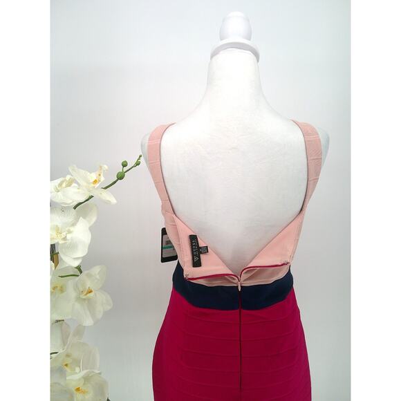 NWT Guess Womens Size 16 Hot Pink Blush Color Block Bandage Bodycon Dress - Picture 5 of 9